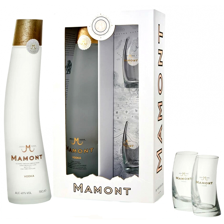 Водка Мамонт (п/к + 2 стопки) 0,7